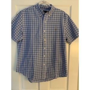 NWT Ralph Lauren Polo Blue Pony Gingham Classic Fit Short Sleeve Shirt Men’s L*